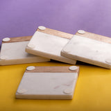 OMVAI Marble and Wood Coasters (Set of 4)  Square