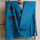 BAHIR Elegant Admiral Blue Embroidered Shawl - Unisex