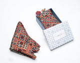 OMVAI Silk Pocket Square - Magic Squares in Burnt Orange