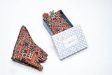 OMVAI Silk Pocket Square - Magic Squares in Burnt Orange