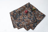 OMVAI Silk Pocket Square Floral Paisley Black