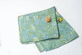 OMVAI Silk Pocket Square Pastel Florets Sky