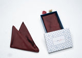 OMVAI Solid Silk Pocket Square Rich Burgundy