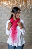 OMVAI Woven Spindles Silk Organza Stole - Hot Pink