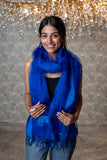 OMVAI Organza Silk Border Stole / Dupatta - Royal Blue