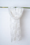 OMVAI Woven Beauty Organza Stole - Peal White