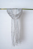 OMVAI Satin Stripes on Silk Organza - Silver Grey