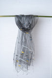 OMVAI Woven Spindles in Striped Silk Organza Stole - Black Beauty