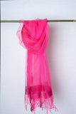 OMVAI Organza Silk Border Stole / Dupatta - Hot Pink