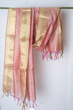 OMVAI Paisley Border Silk  Stole / Dupatta - Coral Blush