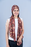 OMVAI Victorian Mughal Flower Print Silk Stole -  Rich Burgandy