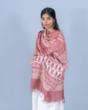 OMVAI Patti Bel Hand Block Printed Chanderi Silk Dupatta - Mauve