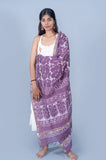 OMVAI Paisley Buta Hand Block Printed Chanderi Silk Dupatta - Purple Passion