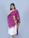 OMVAI Golden Border Chanderi Silk Dupatta - Plum