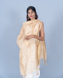 OMVAI Golden Border Chanderi Silk Dupatta - Beige