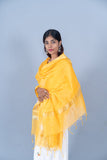 OMVAI Golden Border Chanderi Silk Dupatta - Sunshine Yellow