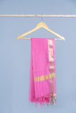 OMVAI Golden Border Chanderi Silk Dupatta - Pink