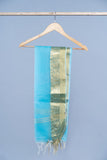 OMVAI Paisley Border Chanderi Silk Dupatta - Firoza Turquouse Blue