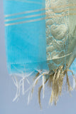 OMVAI Paisley Border Chanderi Silk Dupatta - Firoza Turquouse Blue
