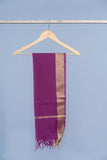 OMVAI Golden Border Chanderi Silk Dupatta - Plum