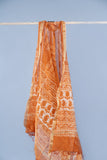 OMVAI Patti Bel Hand Block Printed Chanderi Silk Dupatta - Tangerine  Orange