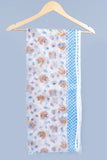 OMVAI Ornamental Flower Jaal  Hand Block Printed Kota Doria Checks Stole / Dupatta - White Blue