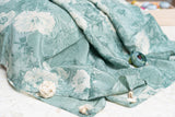 OMVAI Floral Vintage Flora Crepe Stole - Light Teal