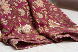 OMVAI Victorian Flower Print Silk Stole -  Rich Burgandy