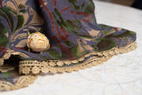 OMVAI Abstract Flora Chiffon Stole - Lavender