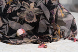 OMVAI Floral Bahaar Chiffon Stole - Charcoal