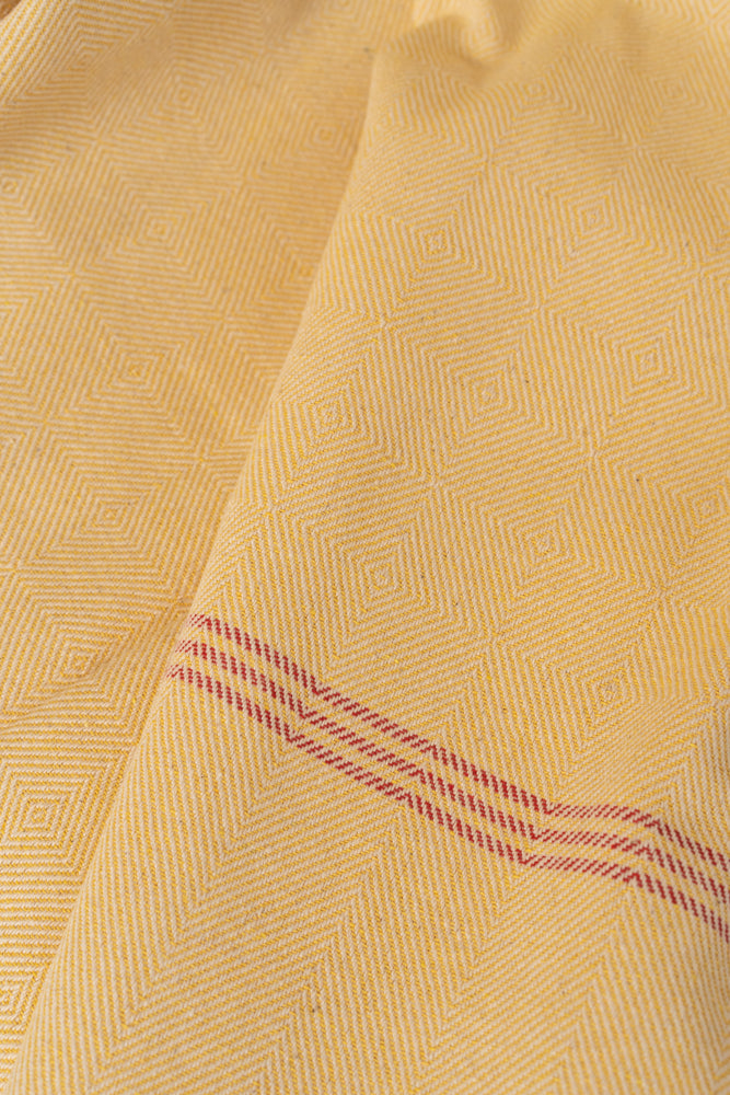 OMVAI Diamond Weave with Border Cotton Woven Throw Blanket / Comforter - Lemon yellow