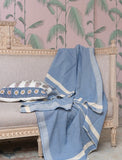 OMVAI Diamond Border Cotton Woven Throw Blanket / Comforter - Blue