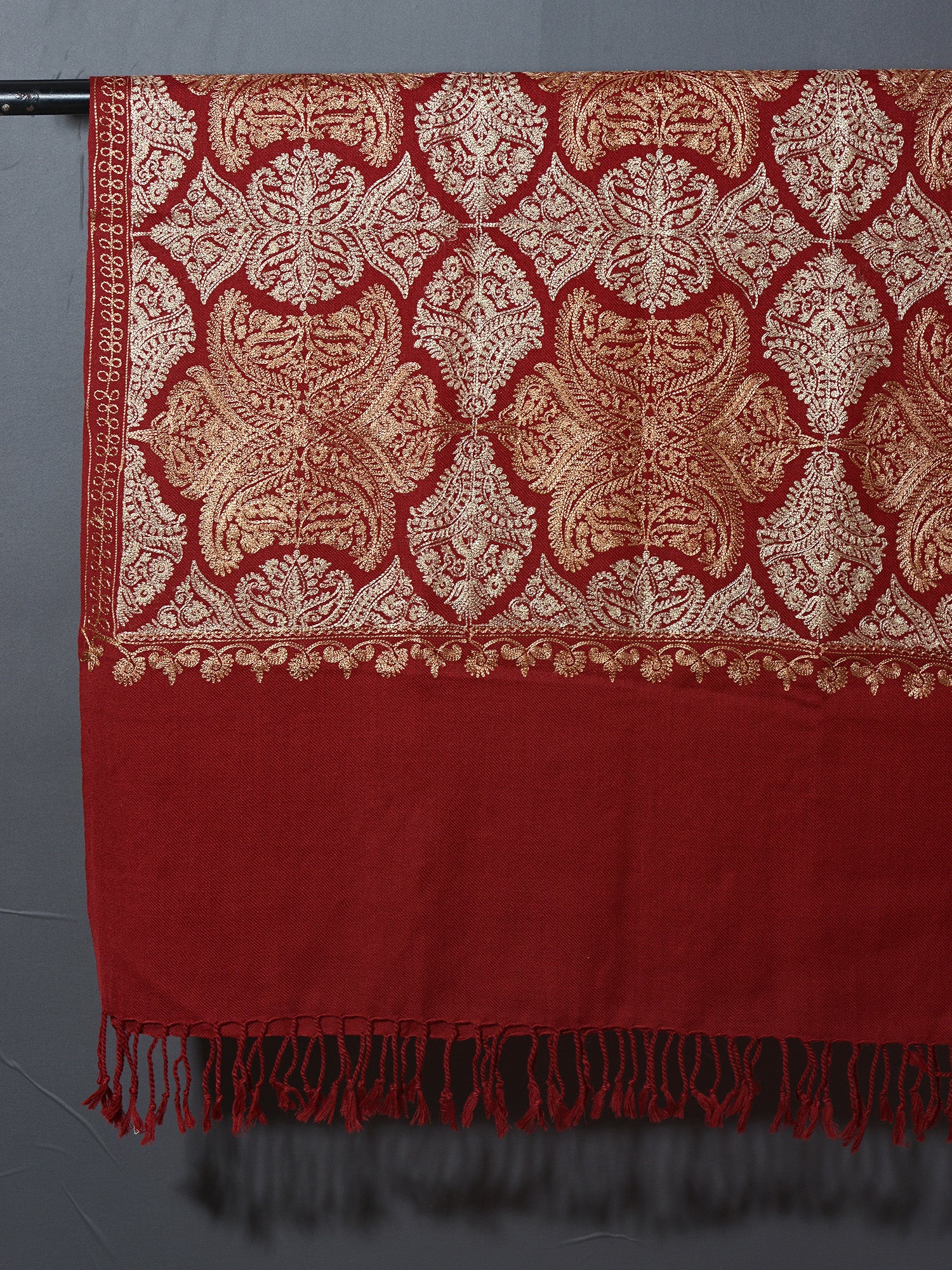 RAVEE Elegant Crimson Red  Embroidered Shawl - Unisex