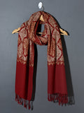 RAVEE Elegant Crimson Red  Embroidered Shawl - Unisex