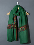 MENDHIKAA  Ethereal Green Vintage Embroidered Shawl - Unisex Limited Edition