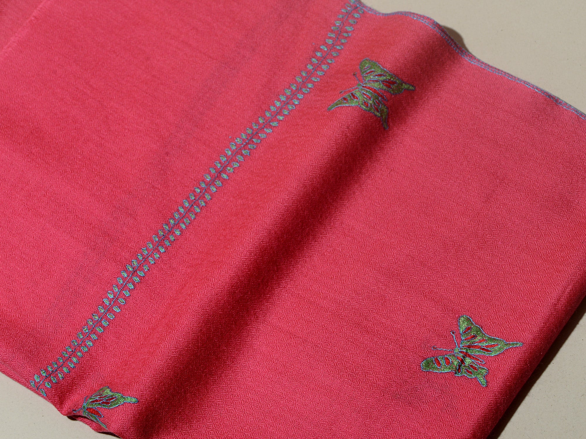 TITLI The Butterfly Ecstasy Hand Embroidered Stole - Pink passion