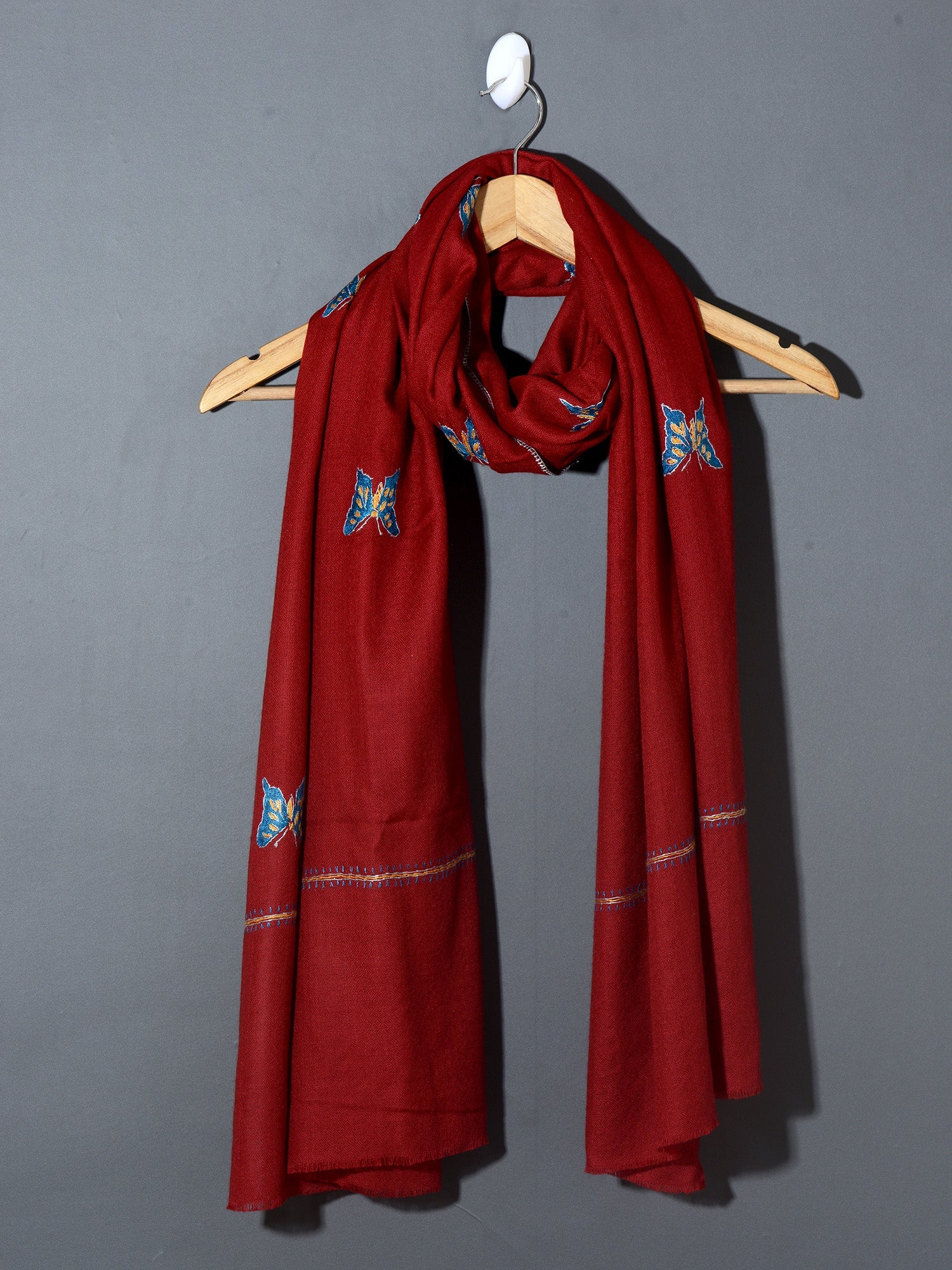 TITLI The Butterfly Ecstasy Hand Embroidered Stole - Cherry Red