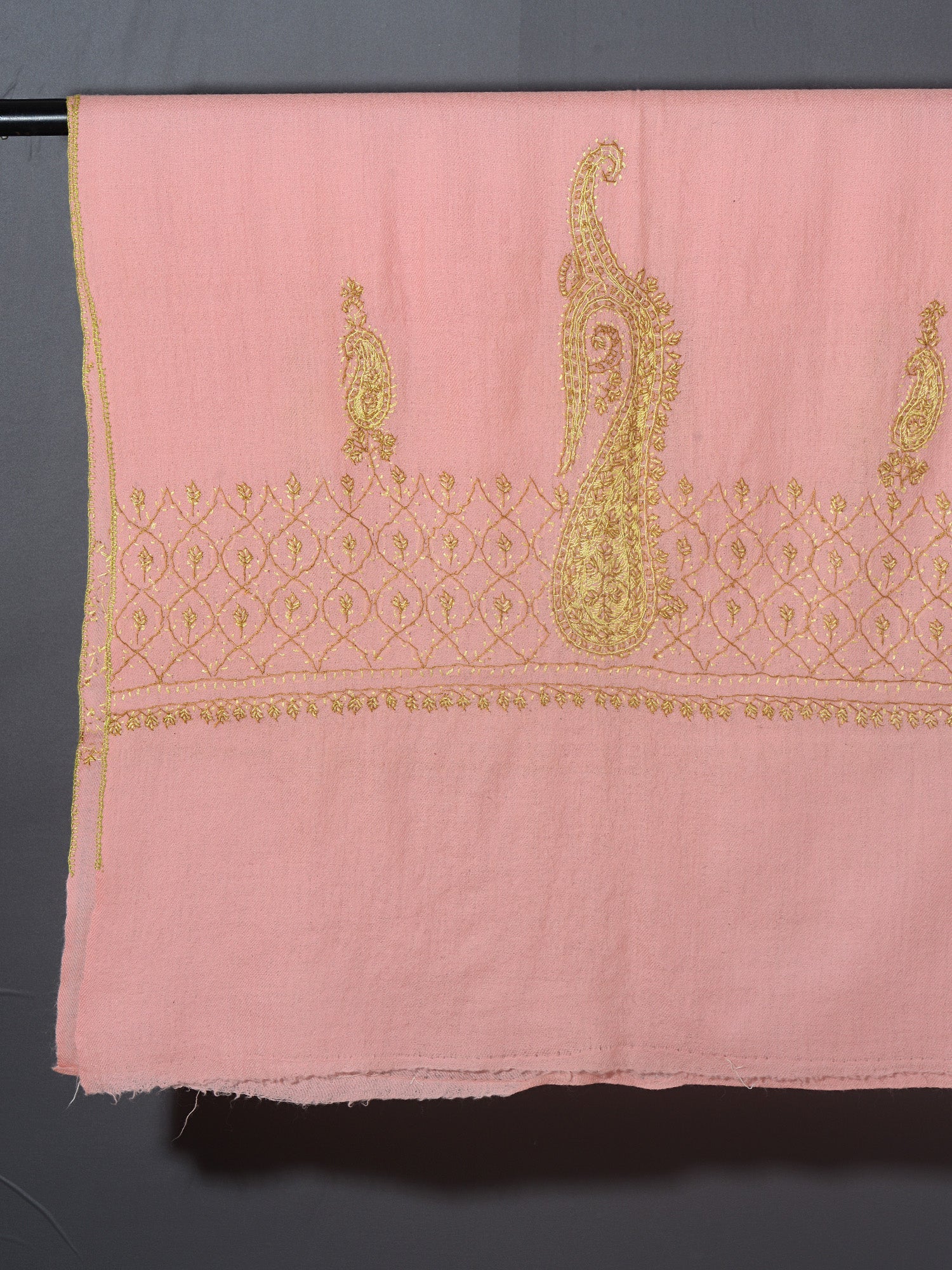 ORNAMENTAL PAISLEY The Magnificent Hand Embroidered Stole - Powder Pink