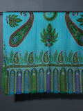 PAISLEY FLORAL Exquisite Kalamkari Kani Stole with Hand embroidery - Blue