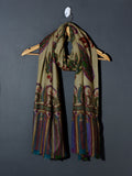 PAISLEY FLORAL Exquisite Kalamkari Kani Stole with Hand embroidery - Beige