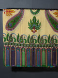 PAISLEY FLORAL Exquisite Kalamkari Kani Stole with Hand embroidery - Natural Cream