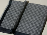 Chess Checks Patterned Pashmina Stole - Grey Black