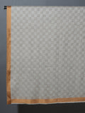 Chess Checks Patterned Pashmina Stole - Silver Grey Ochre