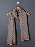 Chess Checks Patterned Pashmina Stole - Caramel Ochre