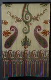 PAISLEY FLORAL Exquisite Kalamkari Kani Stole with Hand embroidery - Beige