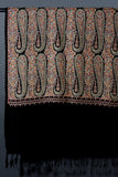 THE PAISLEY BUTA Exquisite Machine Embroidered Stole - Jade Black with Multicolor Paisley