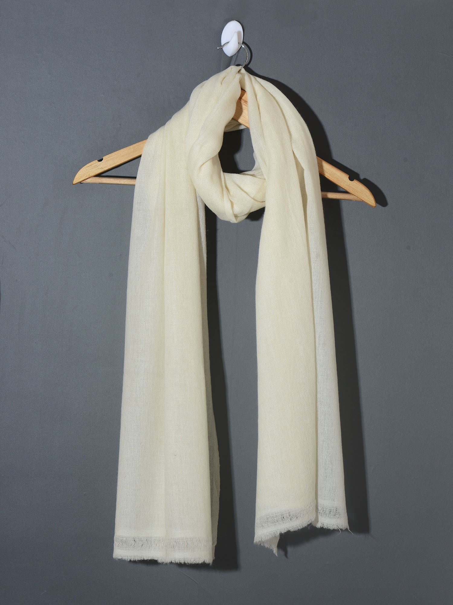 Solid Dyed Woolen Muffler -  Pearl White