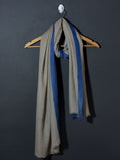 Striped Border Pashmina  - Royal Blue