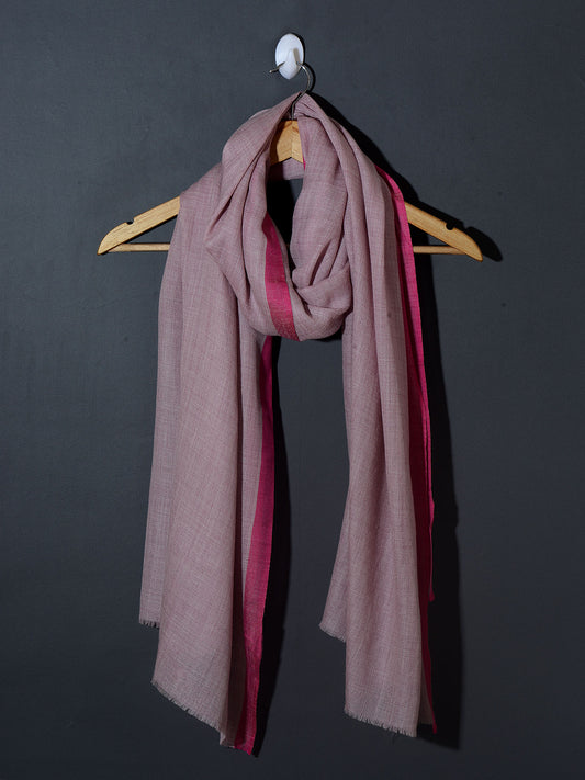 Pink Striped Border Pashmina Stole
