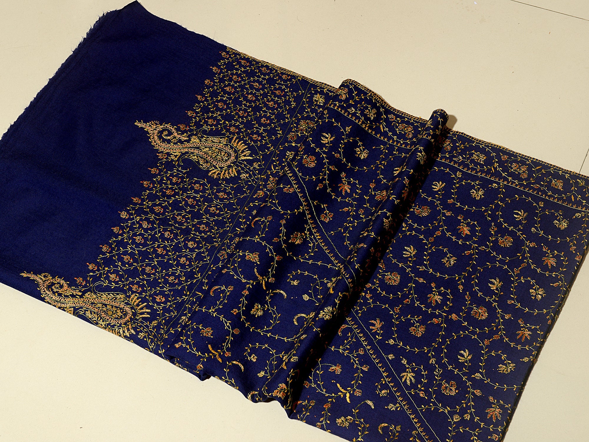 NEW JANAN : Royal Blue Timeless  Embroidered Shawl for UNISEX (M/F)